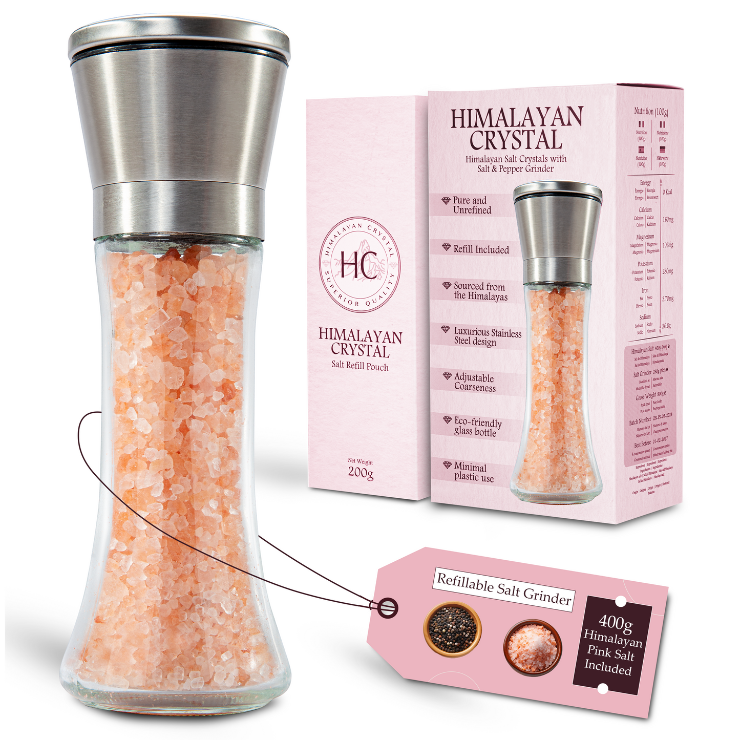 Himalayan Pink Salt grinder - 400g