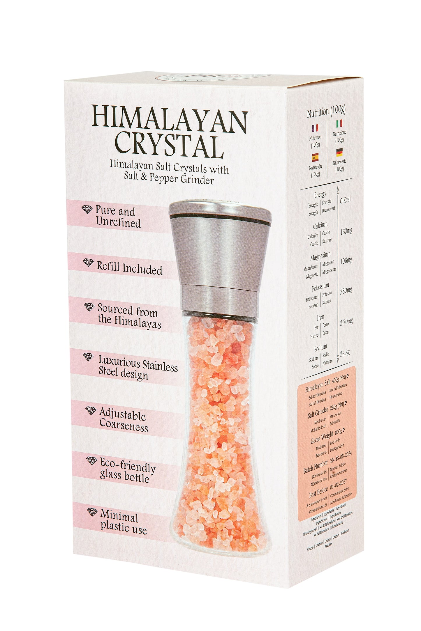 Himalayan Pink Salt grinder - 400g